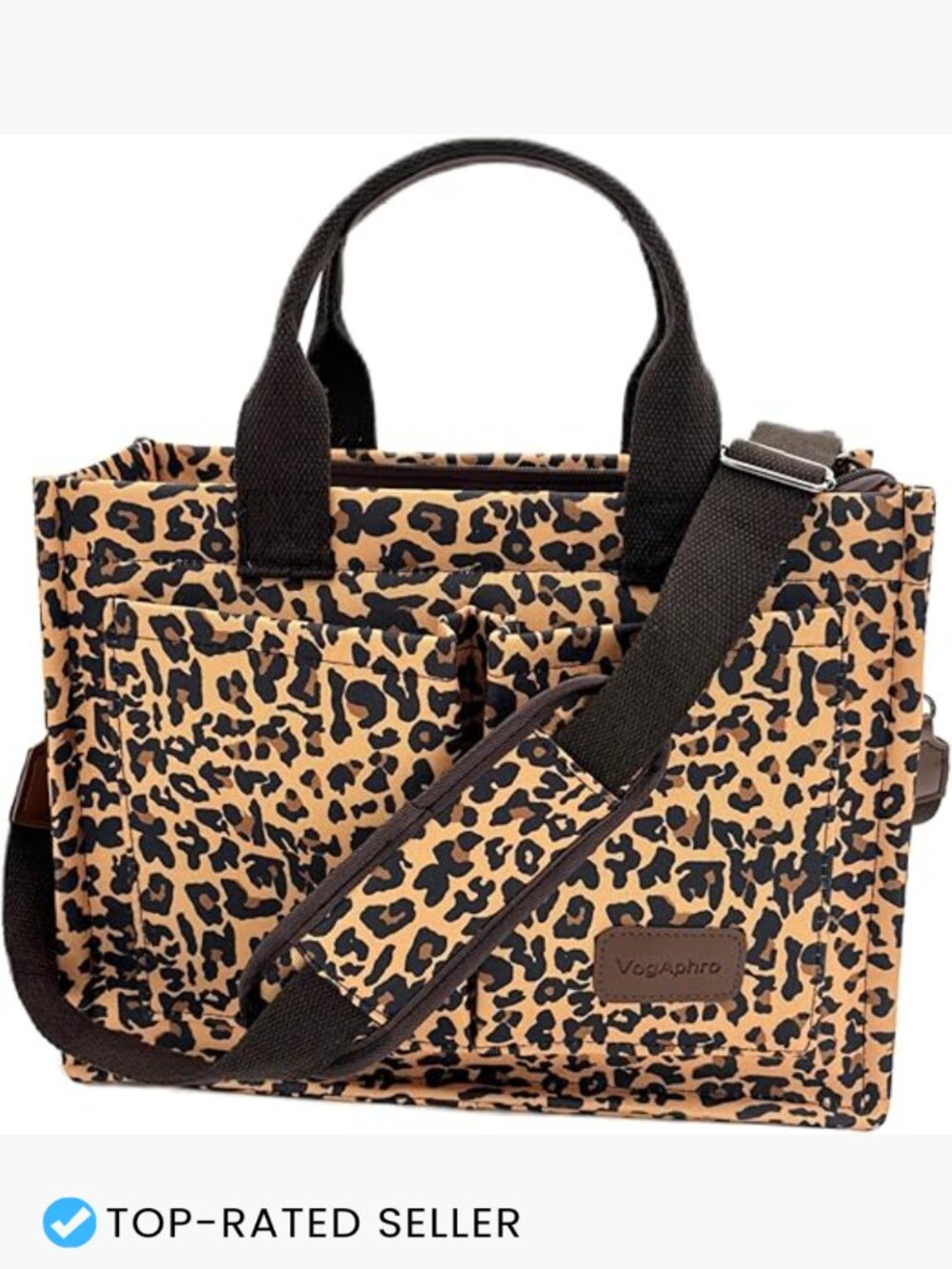 Large Canvas Tote Bag with Pockets Laptop Crossbody Shoulder Purse Work Travel